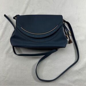 LC Lauren Conrad Crossbody Blair Purse Blue Bag Womens Small Gold Classic Sleek